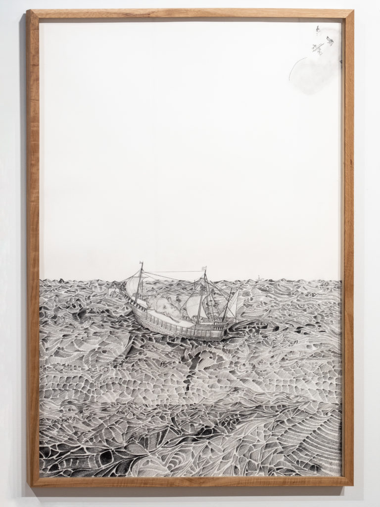 Luis Alvaro Sahagun Nuño, Magia Madre (Mother Magic), detail 4, Graphite and charcoal on Arches Rives BFK paper, 2021.