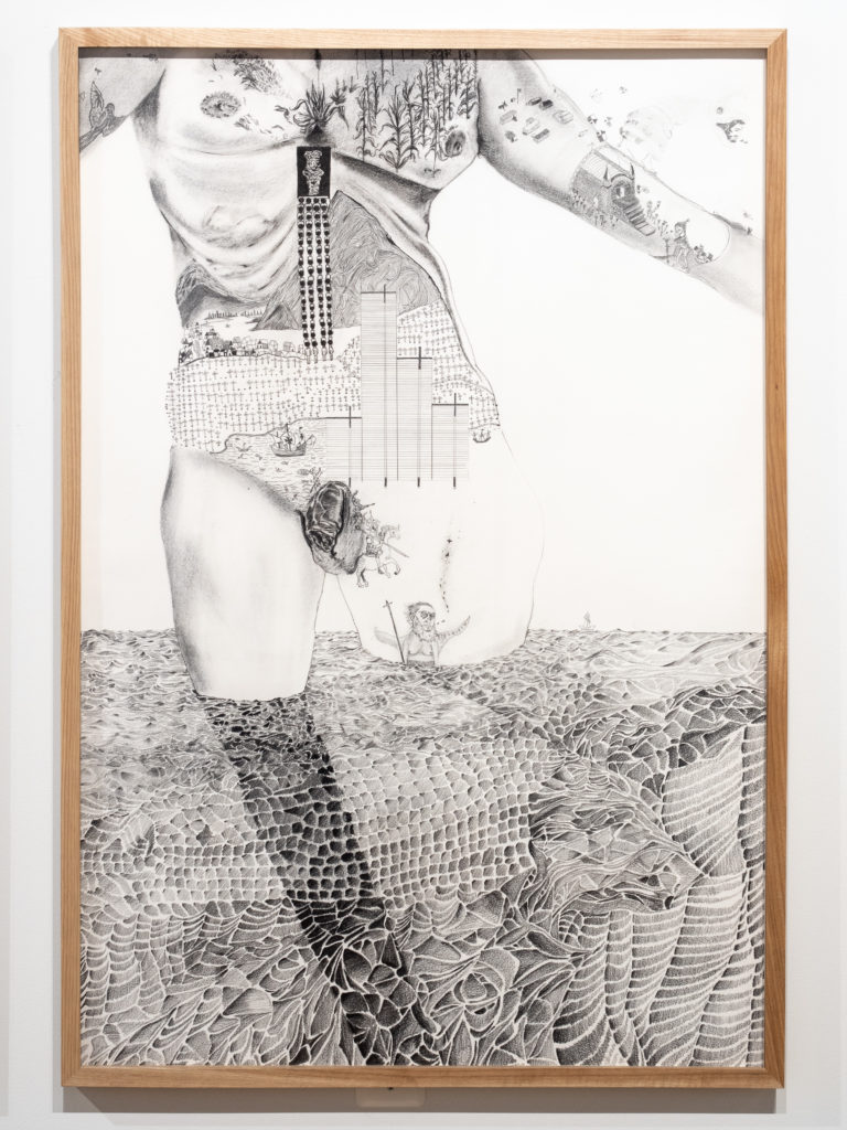 Luis Alvaro Sahagun Nuño, Magia Madre (Mother Magic), detail 5, Graphite and charcoal on Arches Rives BFK paper, 2021.