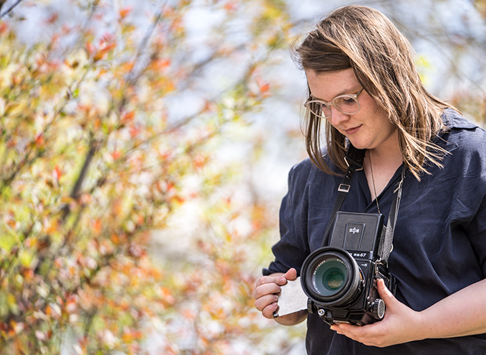 Hannah Robar with medium format camera