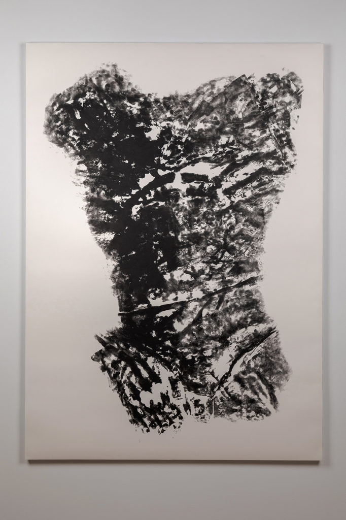 Impression (Torso); Oil-based ink on paper, mounted on archival mat board and Gatorboard; 59” x 42 1⁄4”